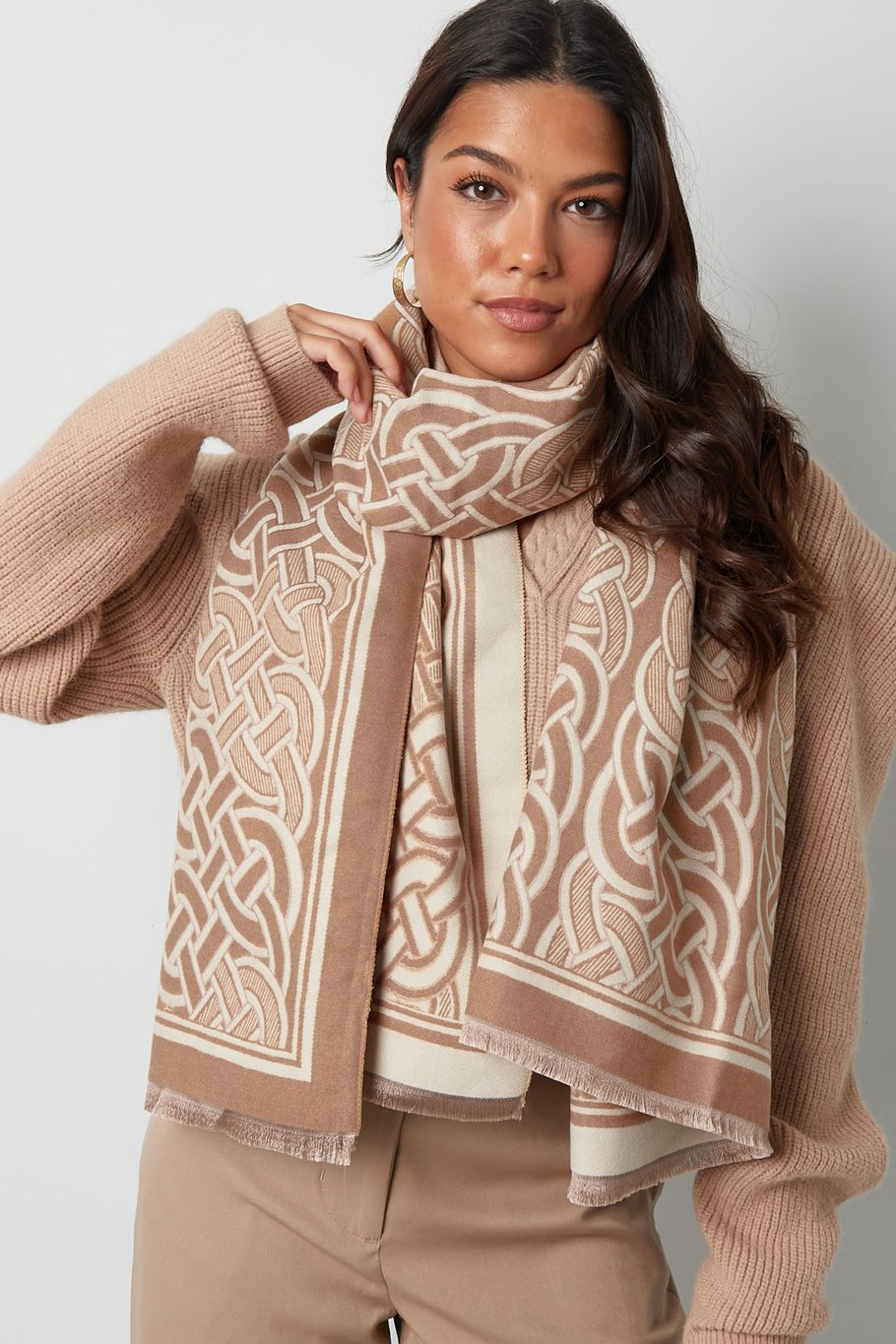 Scarf with luxurious print - green h5Picture4